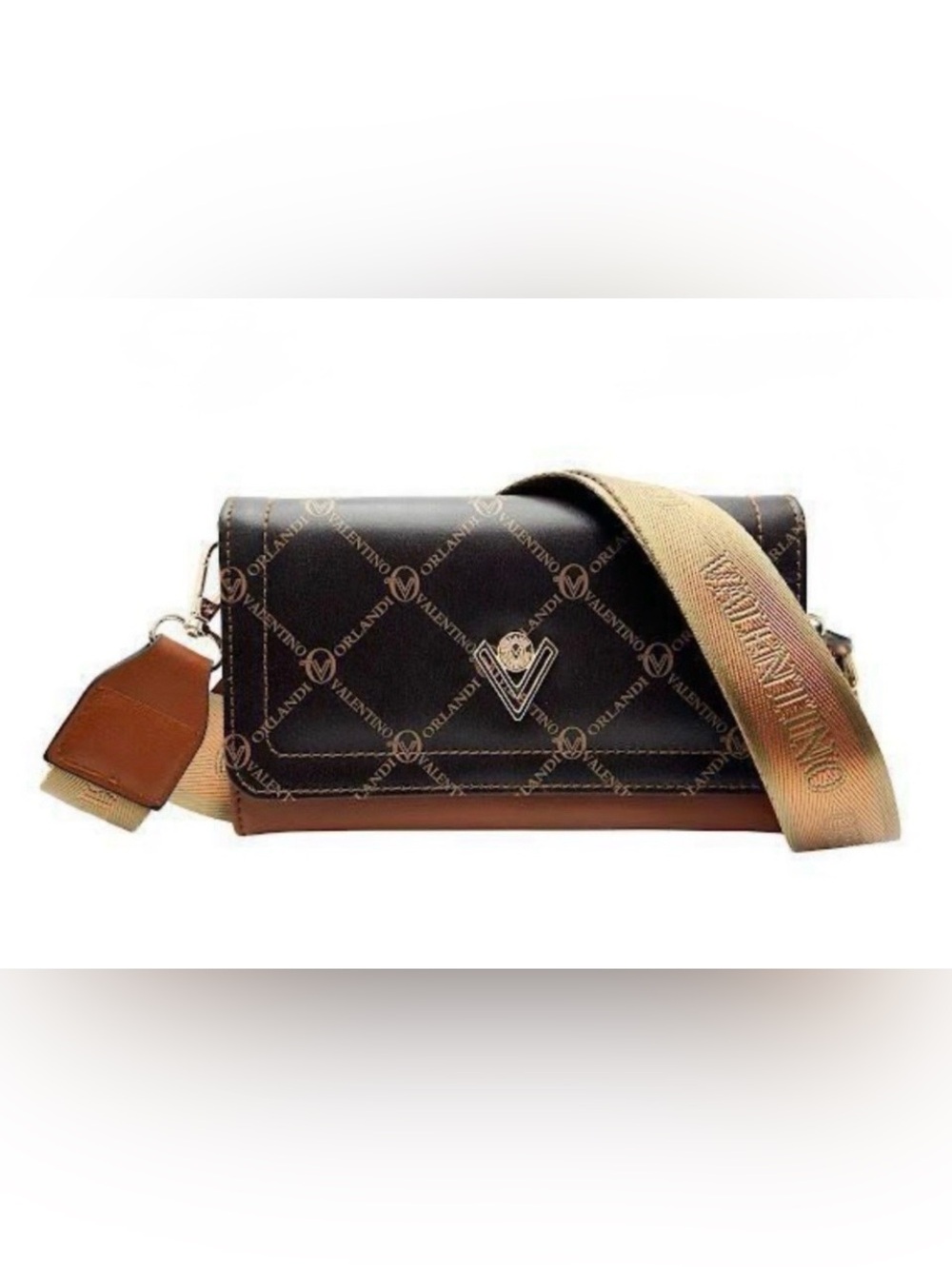 Valentino Orlandi Brown and Tan Monogram Crossbody/Shoulder Bag(NWT)
